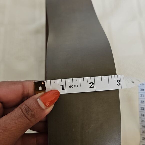 Olsen Europe Vintage Leather Buckle Belt 4 Army Green - Picture 9 of 16